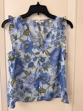 Steve Madden Light Blue Floral Button-Front Camisole